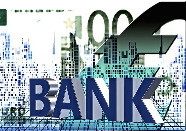 modrý nápis „bank“